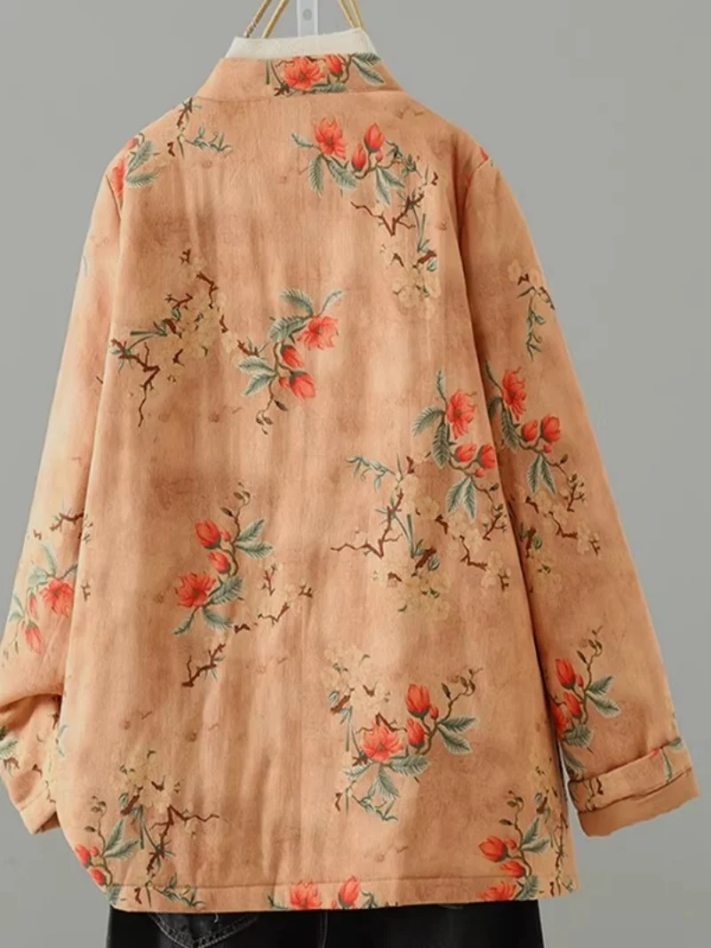 Women's Retro Floral Cotton Jacket | Autumn Winter 2026 New Arrival | Button Down Collared Warm Coats Women Outerwear J048
