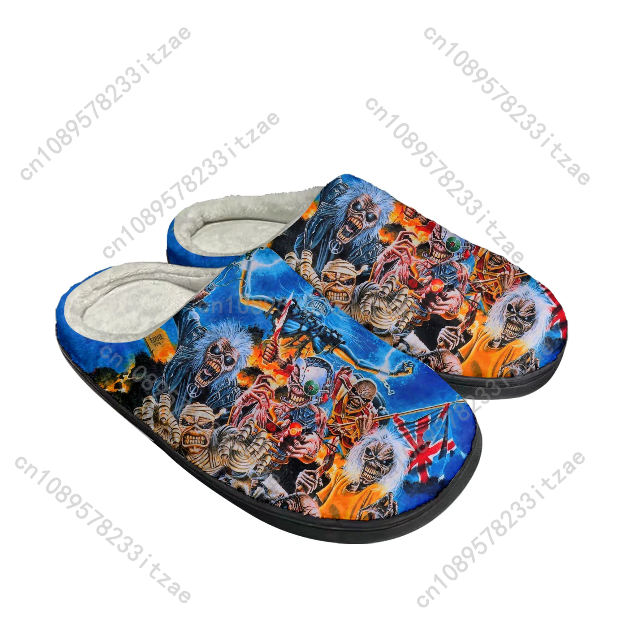 Maidens Heavy Metal Rock Band Singer Music Iron Home Cotton Slippers Mens Womens Plush Bedroom Keep Warm Shoes Customized Shoe