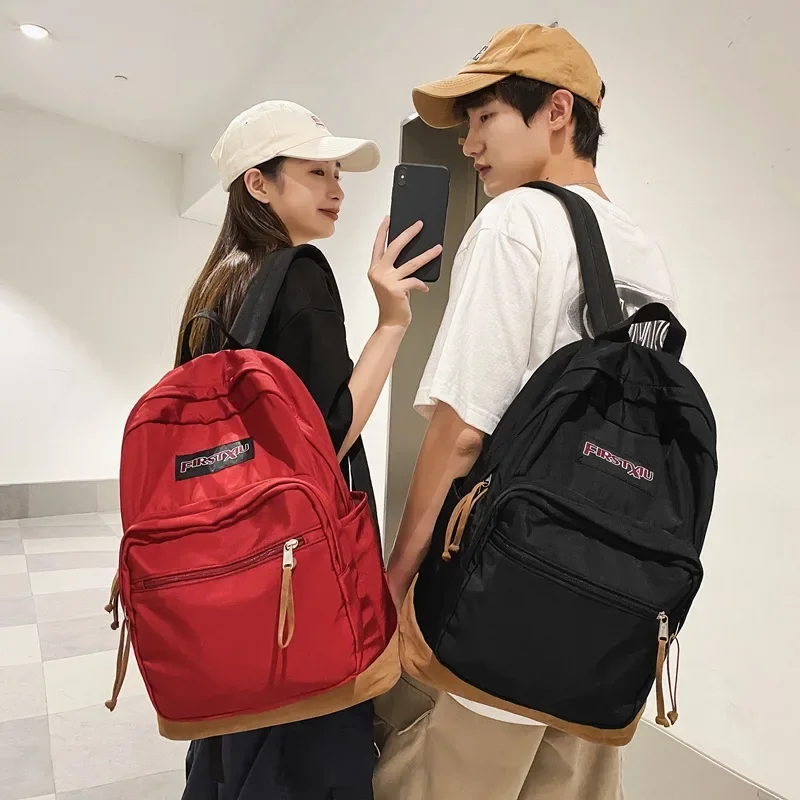 Sac à Dos Vintage en Nylon Imperméable de Grande Capacité pour Homme et Femme, Cartable Preppy de Voyage pour Adolescent Garçon et Fille