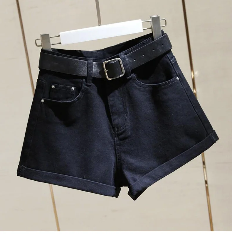 High Waist Denim Short Pant Jeans Women Summer Loose Slim Wide Legs Korean Jeans Shorts Streetwear Without Belt