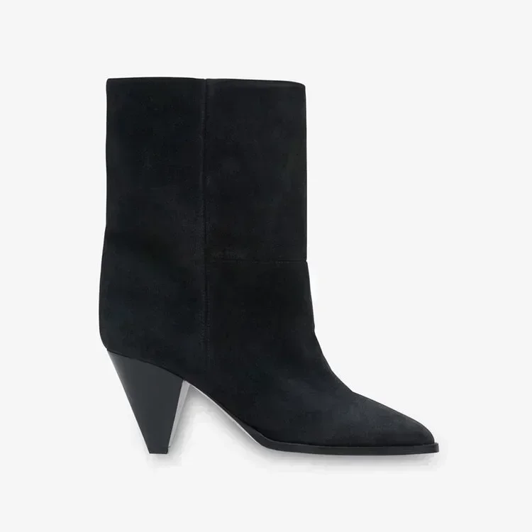 2024 European and American New Pointed Women\'s Short Boots with Conical High Heels Fashion 34-45 Size Large Women\'s Long Boots