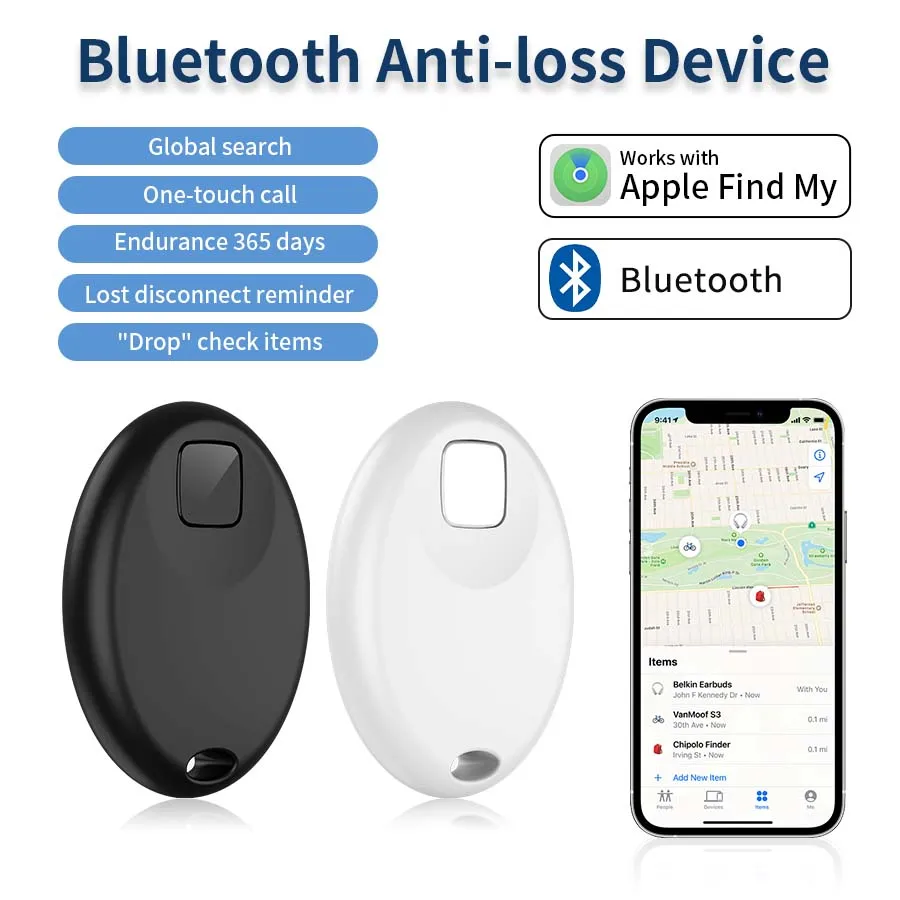 

Миниатюрный Bluetooth-трекер для поиска и отслеживания, совместимый с приложением «Найти» (iOS), умный брелок для детей, домашних животных (собак, кошек), GPS-трекер, позиционер