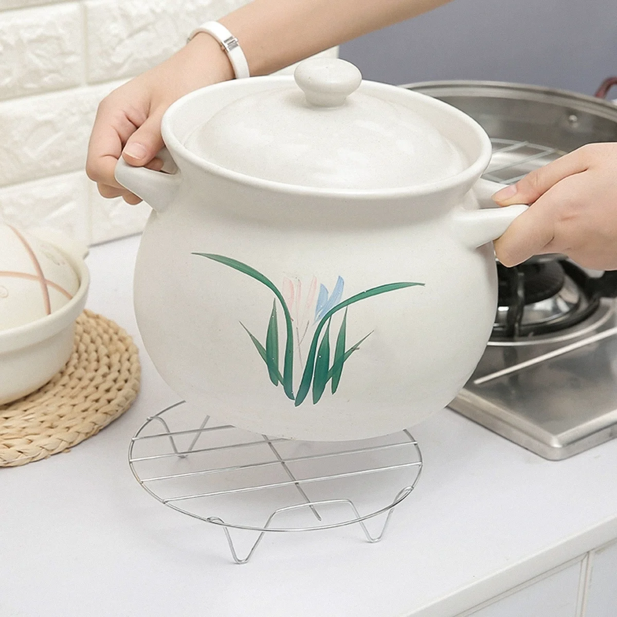 

Stainless Steel Steamer 21X4.8Cm Heavy Duty Kitchen Cooking Accessories For Pots Pans Dishes Steaming Rack Dish Bracket Storage