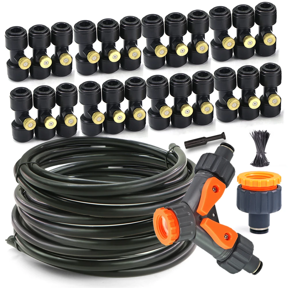 Garden DIY Quick Connect Mist Nozzle Atomizing Kit for Courtyard Vegetable Plants Spray Cooling 5/8mm Hose Fogging Watering Kit