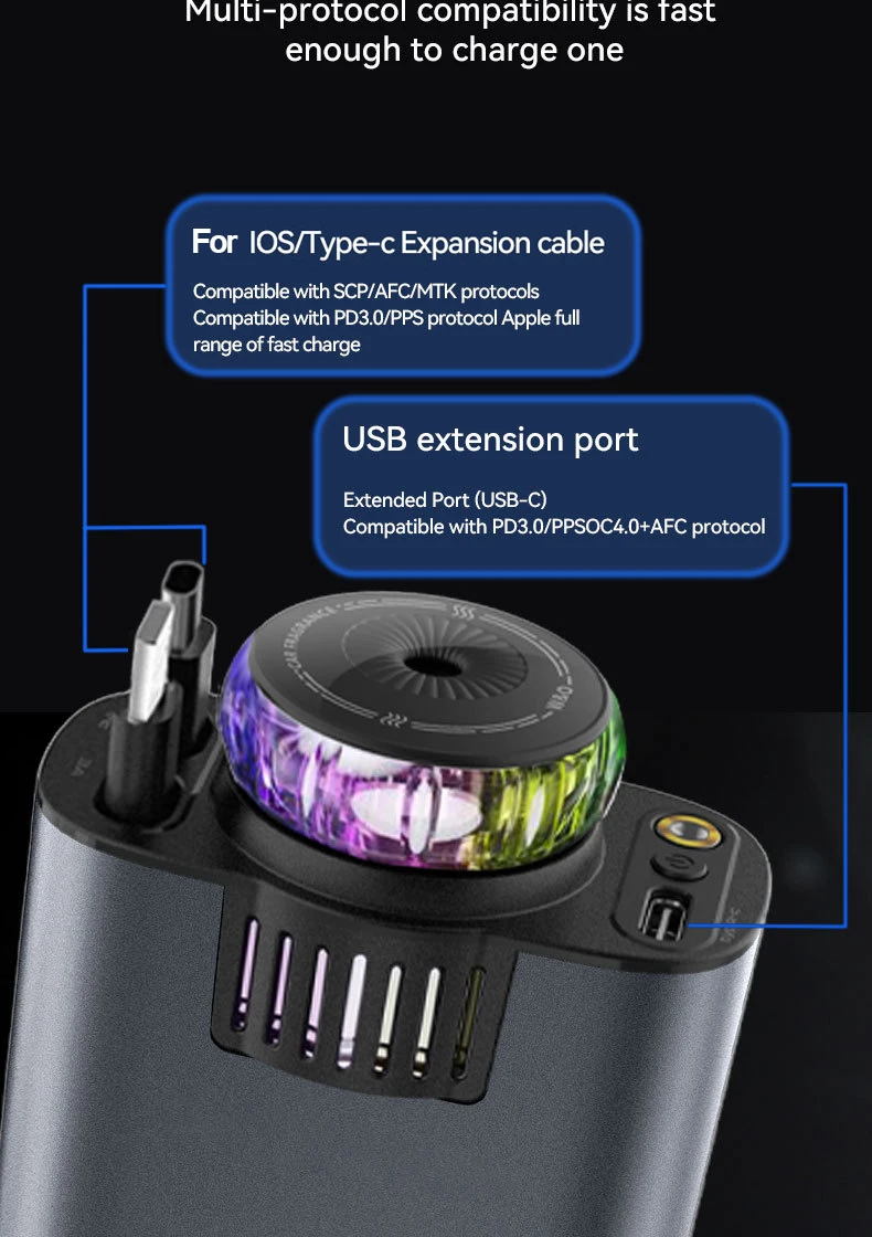 5-in-1-Auto-Aromatherapie-Diffusor für ätherische Öle, Sternenlicht, 45 W, einziehbares Telefon-Ladegerät mit IOS Typ C PD30W-Kabel für iPhone – Detail 4