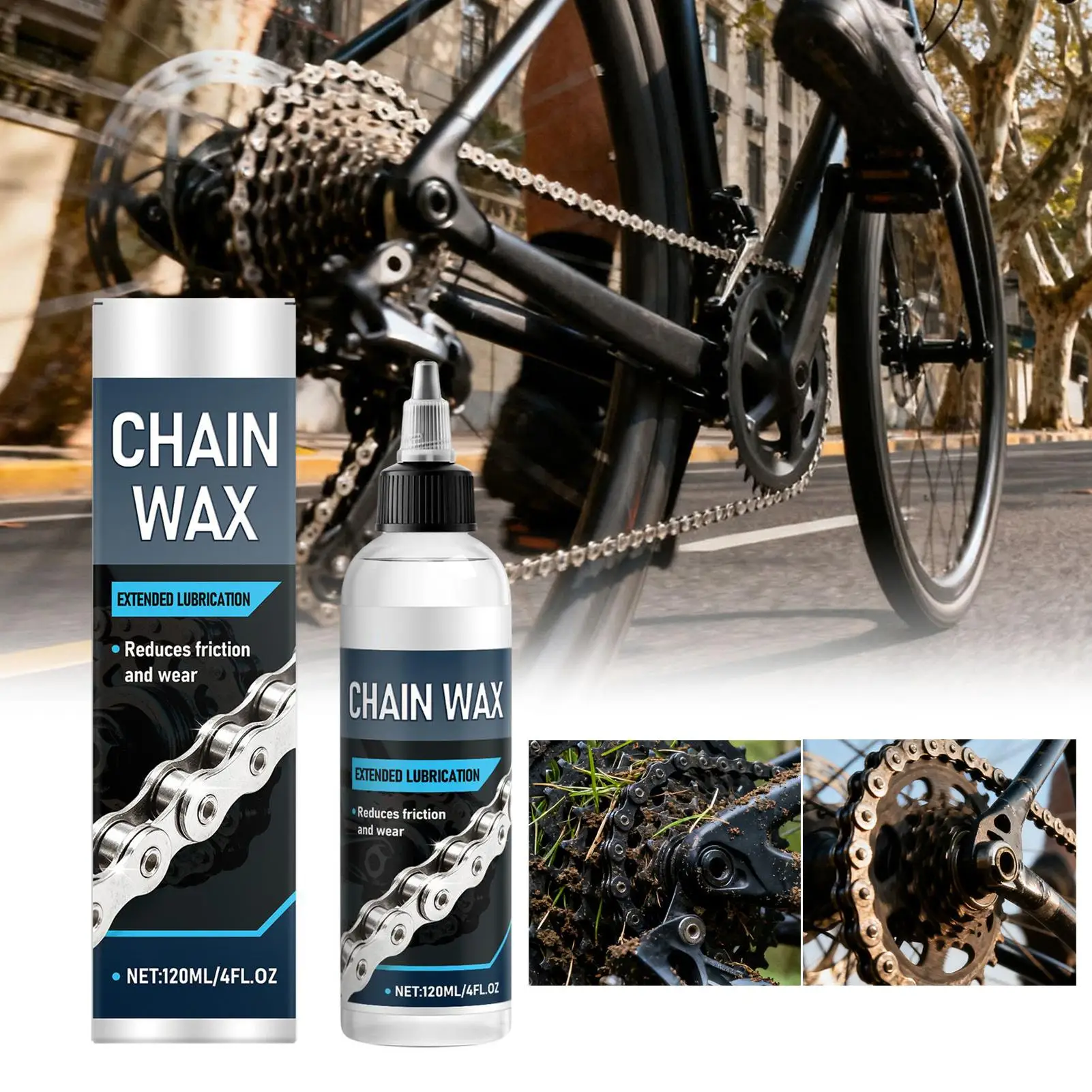 Fahrradkettenschmiermittel, 120 ml, Fahrradkette, Schmierwachs, Mountainbikes, Schmiermittel für Fahrrad, Motorrad, Rennrad, Outdoor, Urban