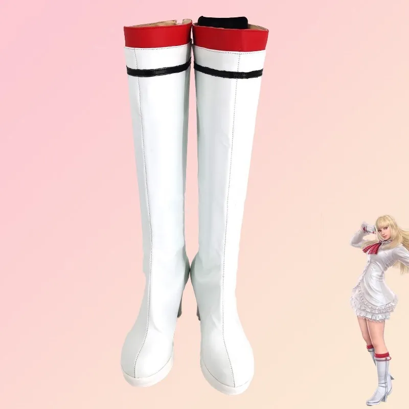 

Hot Game Ironfist Emilie De Rochefort Lili Cosplay Costume Shoes White Handmade Boots
