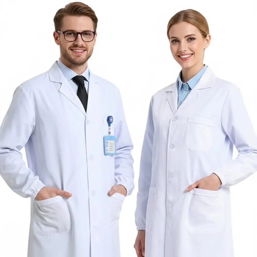

Unisex White Lab Coat Long Sleeve - Doctor Uniform & Chemistry Science Experiment Gown with Pockets