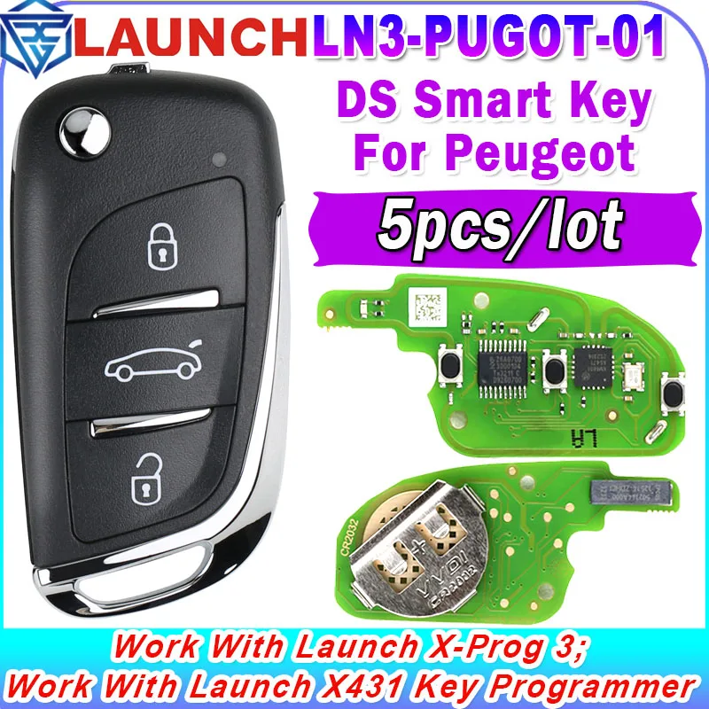 

5pcs Launch DS Smart Key LN3-PUGOT-01 for Peugeot Super Chip Used with Launch X431 Key Programmer X-Prog 3 X-Prog3 Xprog3