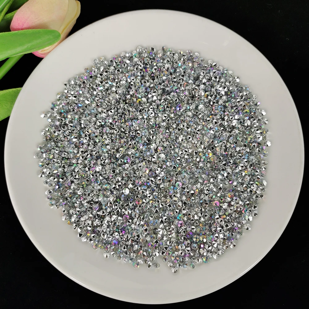 Strass à dos plat en verre de haute qualité, pierres AB à paillettes, colle diamant sur strass pour décoration de vêtements Nail Art 15 Strass à dos plat en verre de haute qualité, pierres AB à paillettes, colle diamant sur strass pour décoration de vêtements Nail Art 15