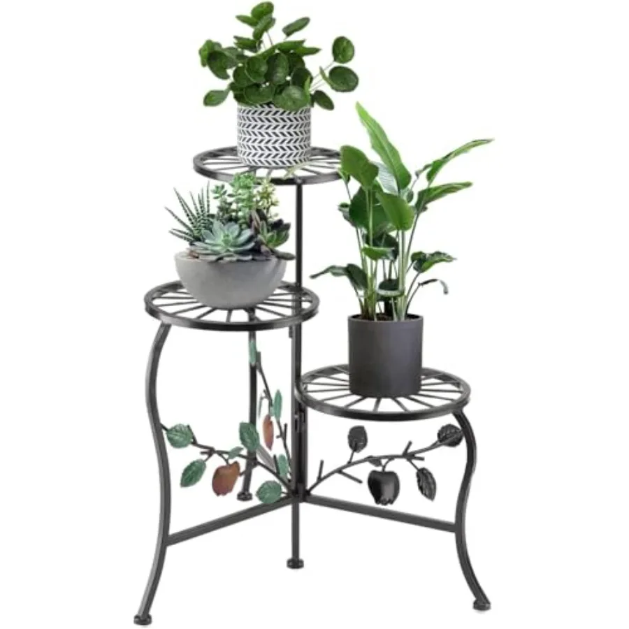 

3 Tier Metal Plant Stand Indoor Outdoor Fold Waterproof Flower Plant Fit For Garden Balcony Patio Living Room Balcony Office Ya