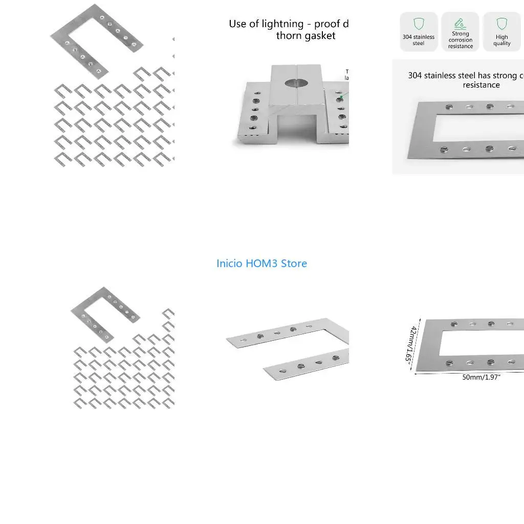A5YD 50Pcs Grounding Conductive Sheet Gasket Solar Panel Cable Clamp Grounding Clip Washer Sheet 42x50mm