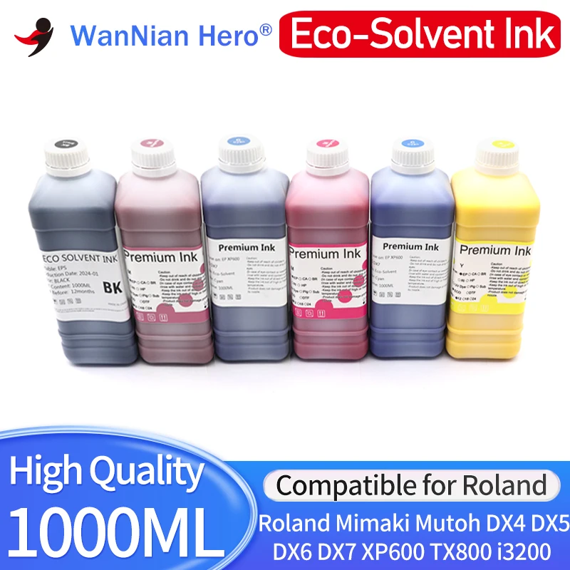1000ml Eco-solvent Ink For Roland BN20 BN-20A SP540V SP300 XR640 SP540i VS300i VS640 RS540 XJ740 Printer EPSON DX7 DX5 DX4 XP600