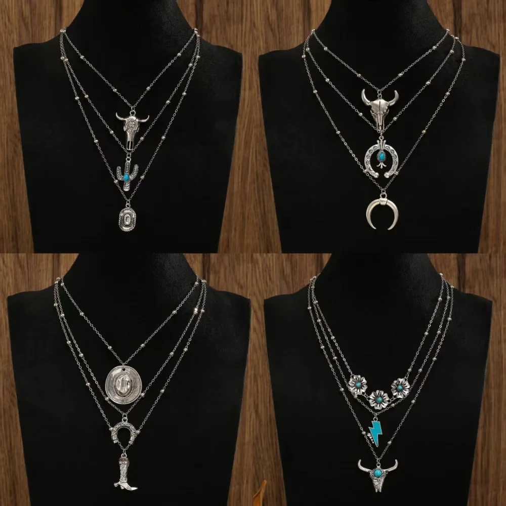 3pcs 3pcs Set Retro Western Cowboy Turquoise Hat Boots Pendant Multi-layer Fold Wear Necklace for Women Hip-hop Trend Jewelry Sets - Aliexpress Deal