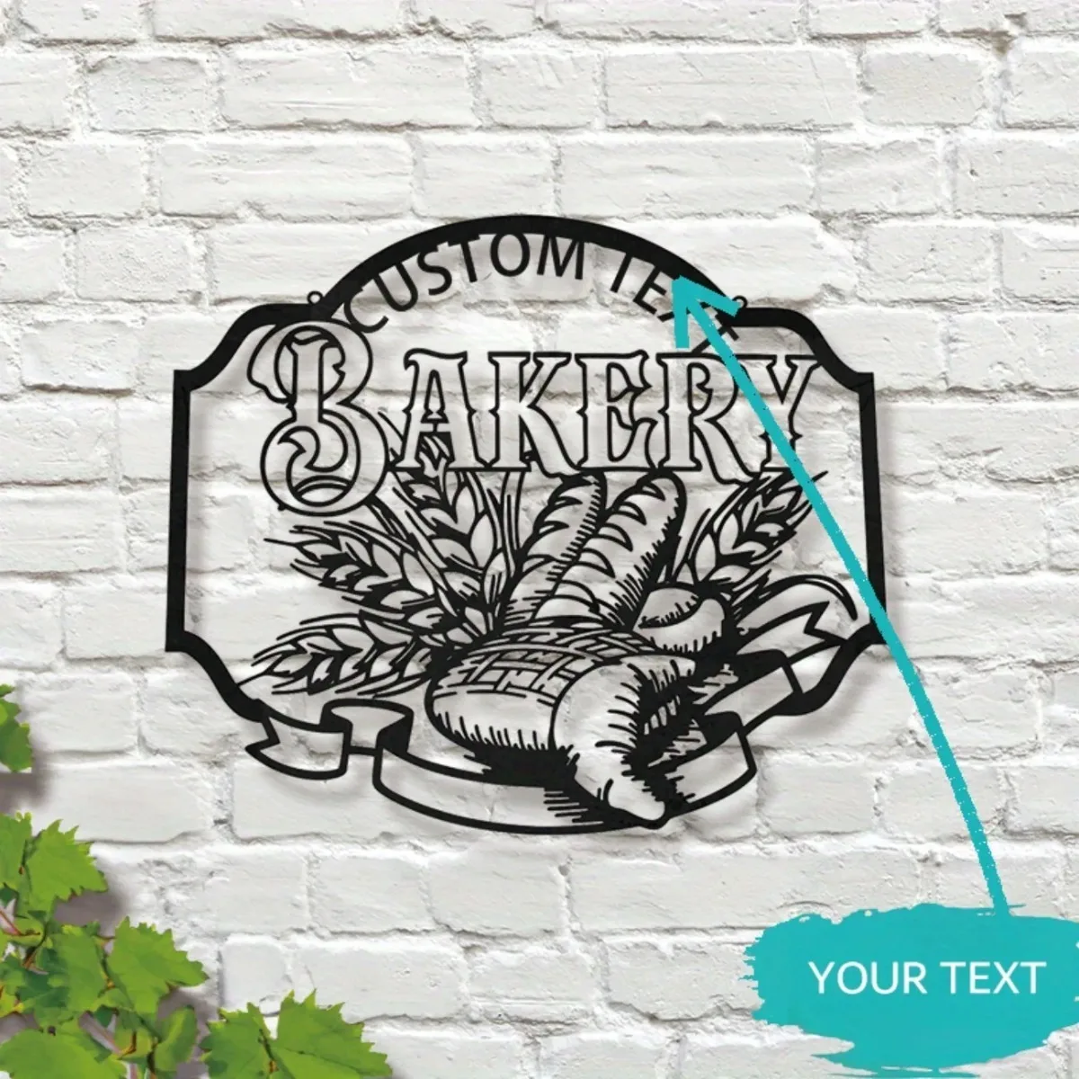 اسم المخابز المخصص فن الجدار المعدني | علامة شخصية | يجب أن يكون لمحبي المطبخ والخبز لديكور #5
