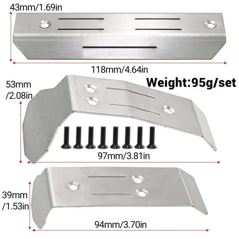 Edelstahl-Chassis vorne hinten Antikollisions-Schutzplatten Upgrade-Zubehör für Trxs Mini Maxx RC-Teile