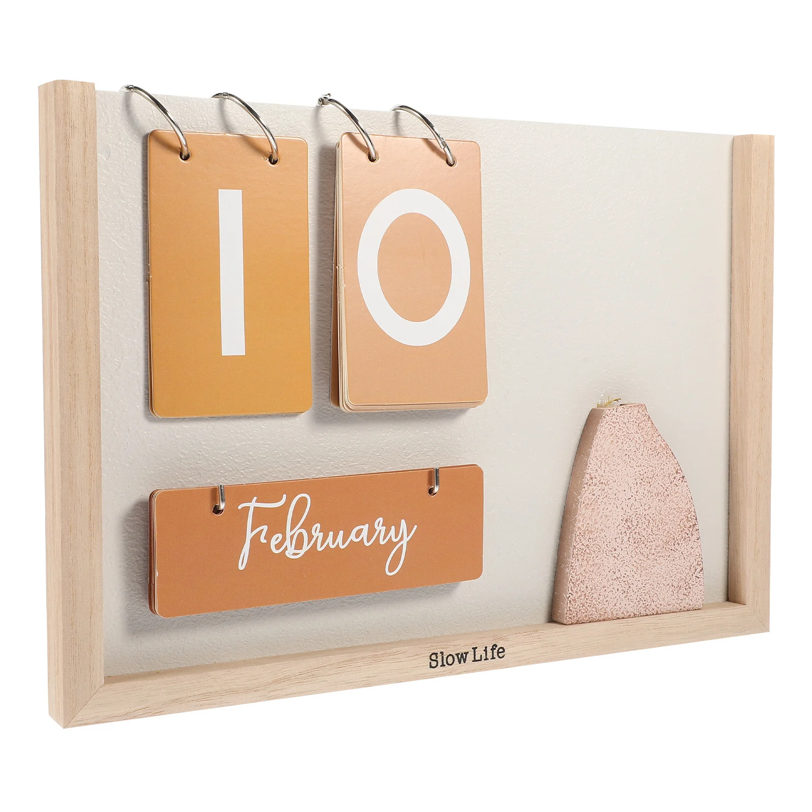 

Wooden Desk Calendar Rustic Decorative Perpetual Calendar Manual Page Turning for Office Home Desk Accessories