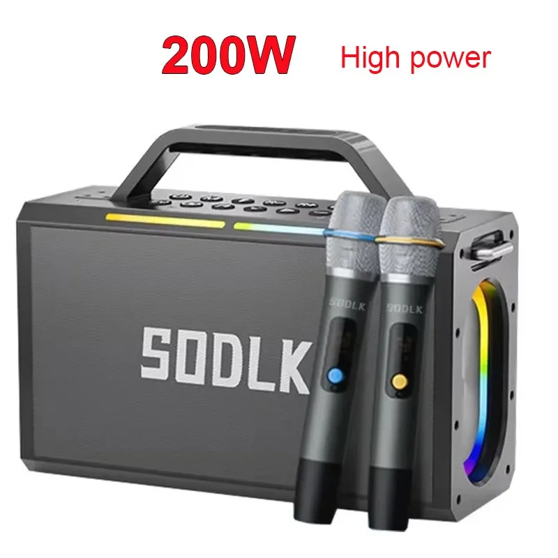 Мощный беспроводной Bluetooth-динамик 200 Вт, сабвуфер SODLK S1115 с двойным микрофоном, HIFI шокирующие басы, звуковая система домашнего кинотеатра