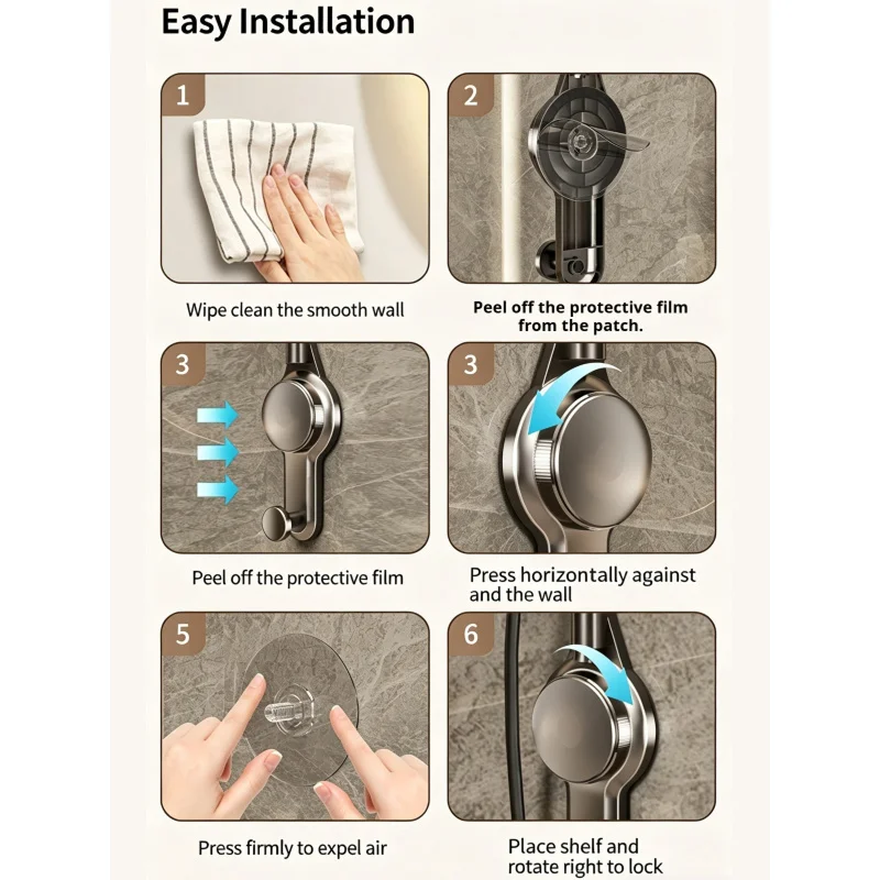Soporte para secador de pelo con ventosa potente, estante organizador para baño, organizador para ducha, no es necesario sostenerlo en la mano, estante colgante