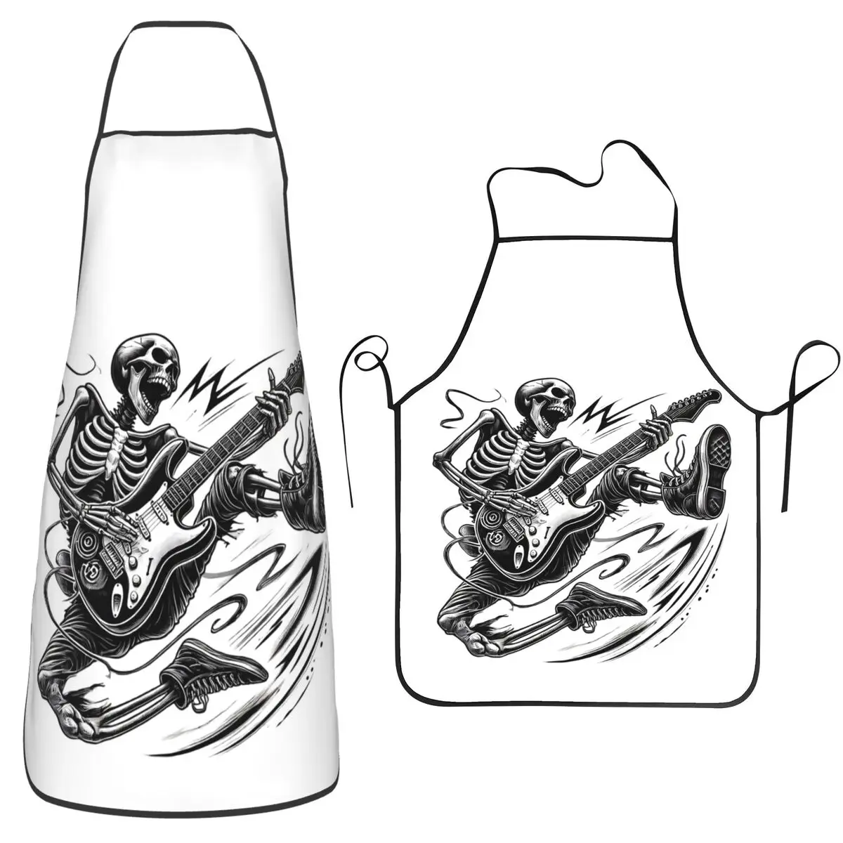 Dancing Skeletons Dance Print Halloween Apron Chef Cooking Tablier Bib Kitchen Cleaning Pinafore for Women Men Gardening