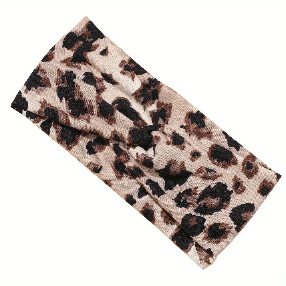 Leopard Print Headband Girls Tie Dye Sports Yoga Hair Bands Women Vintage Elastic Turban Make Up Wash Face Hair Accessories