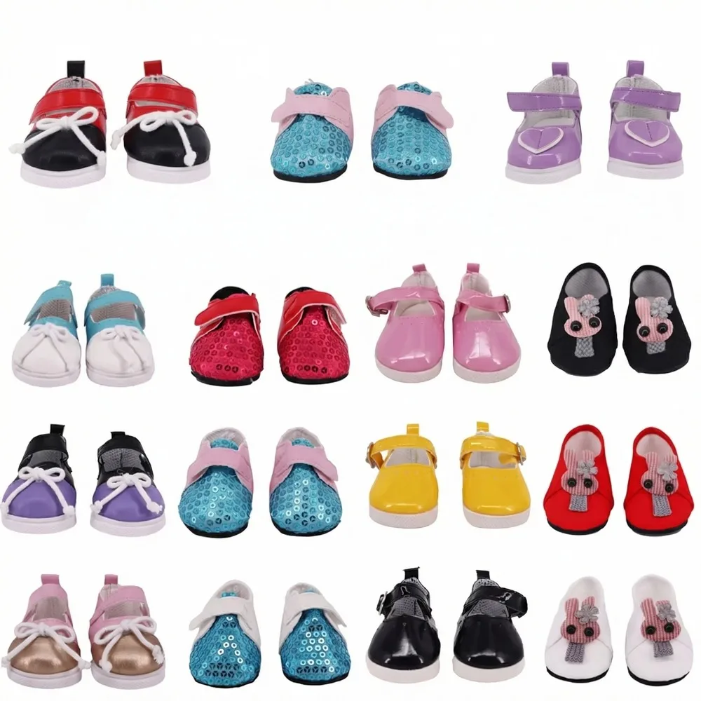 7CM Doll Shoes Multi-Style Leather Shoes Cute Daily Paste Shoes For 18inch American&43Cm Baby Doll Accessories,Girl Toy Gifts