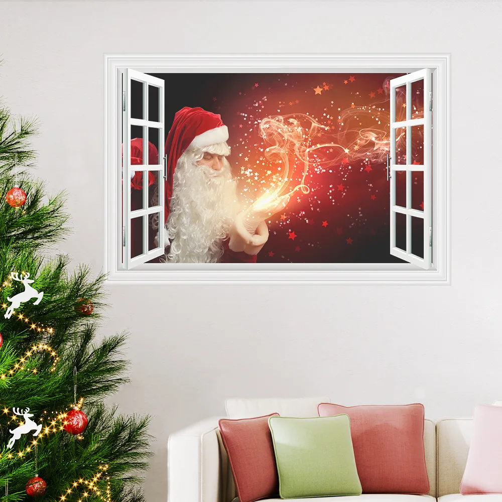 Santa Claus Window Stickers, Self Adhesive DIY Christmas Day Decoration Mural Living Room Bedroom Decoration Decal Home Decor