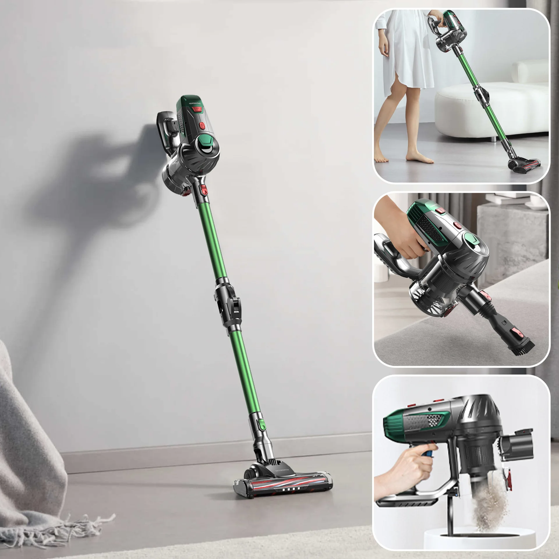 Cordless Vacuum Cleaner Handheld Foldable Rechargeable Two-speed Adjustment Strong Suction Whole House Cleaning 15kpa