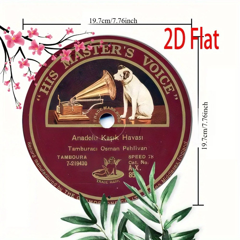 2D Flat Metal Sign Featuring a Vintage Gramophone Record Is And Dustproof, Making It Perfect for Wall Decoration