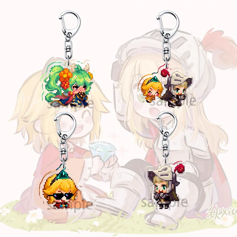 Guardian Tales Anime KeyChain Cartoon Men Key Chain for Women Creative Funny Kawaii Figure Cosplay Acrylic Keyring Pendant Gift