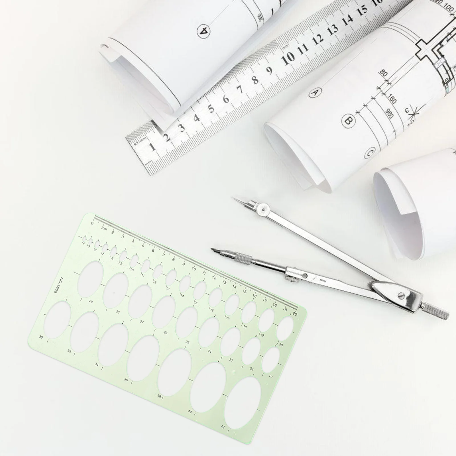 

4pcs Geometric Drawing Templates Plastic Measuring Ruler For Architecture Art Design Drafting School Supplies Engineering Tools