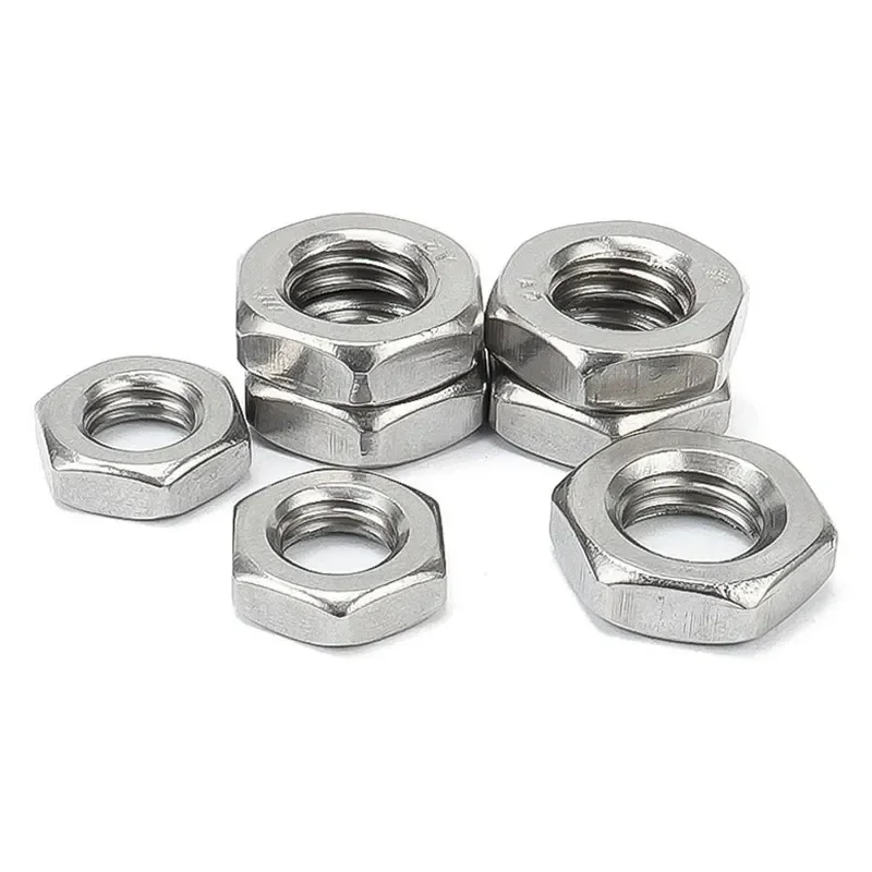 2-30Pcs Hex Thin Nuts M3 M4 M5 M6 M8 M10 M12 304 Stainless Steel Hex Fine Thread Nut for Bolt Screw