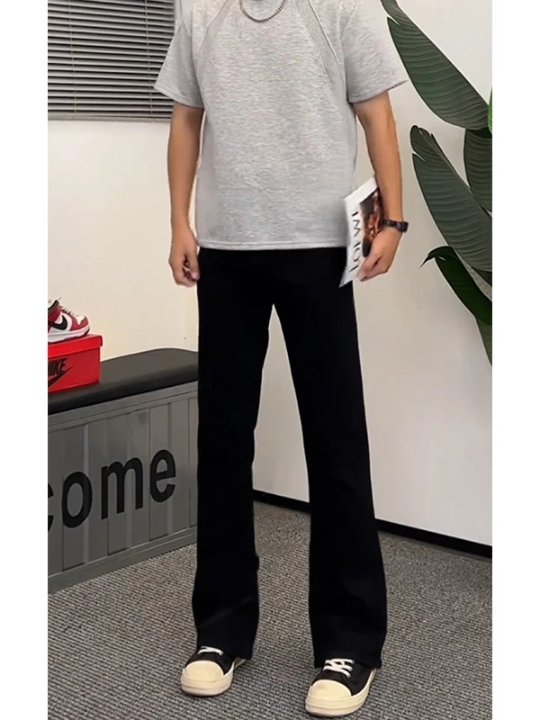 

Bla Slim Fit High Waist Jeans Men's Leg Thi Butt Big Apparent Slimming Pants Apparent Tall And Leg Long Micro Flare Strai...