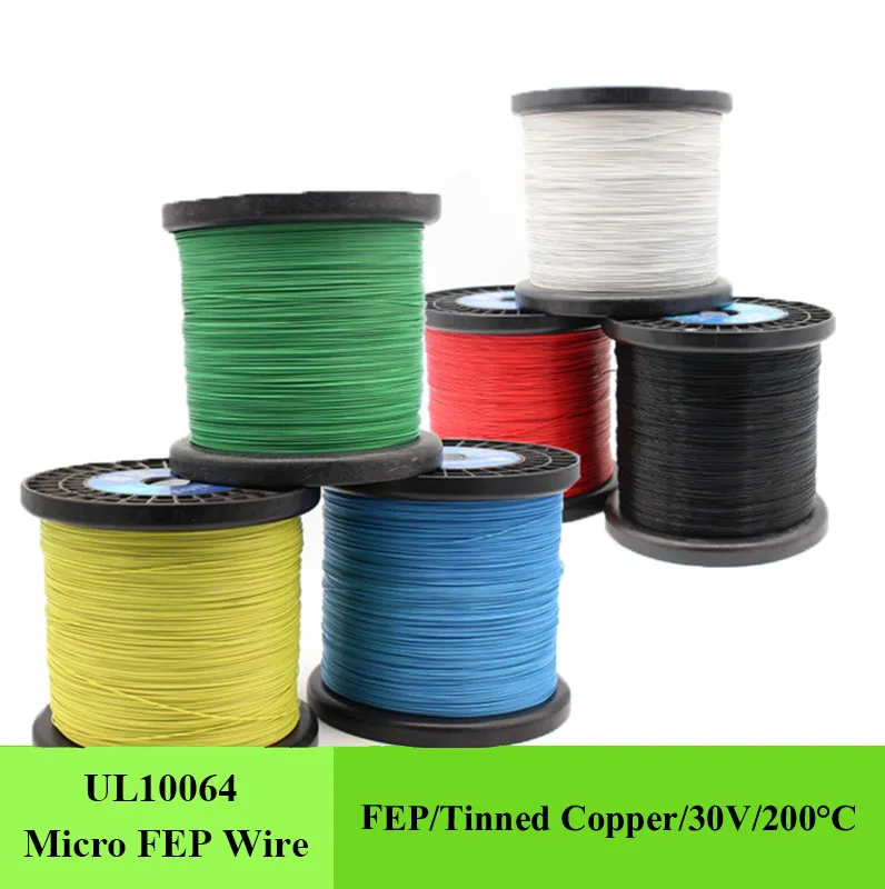 10M UL10064 Przewód FEP 26/28/30/32/34/36/40AWG Plastik PTFE Ultra drobne mikroprzewody Lutowany cynowany kabel miedziany