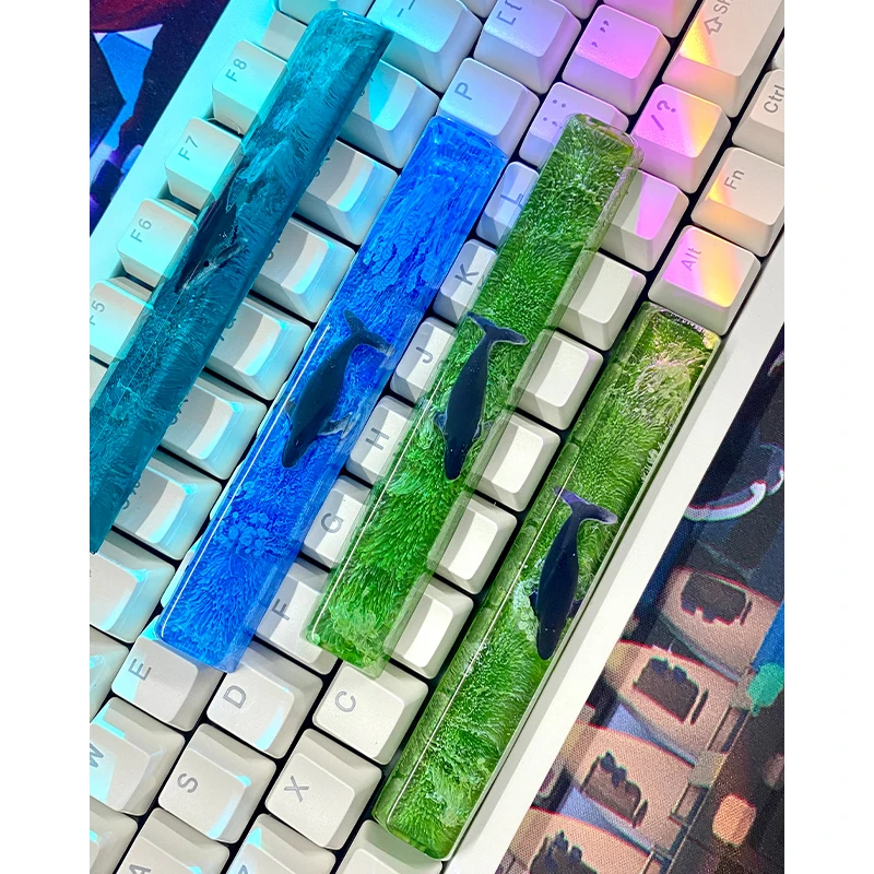 ECHOME Whale Keycap Custom Spacebar 6.25u Resin Blue Ocean Artisan Keycaps 1u ESC Enter 2u Cute OEM Key Caps Mechanical Keyboard