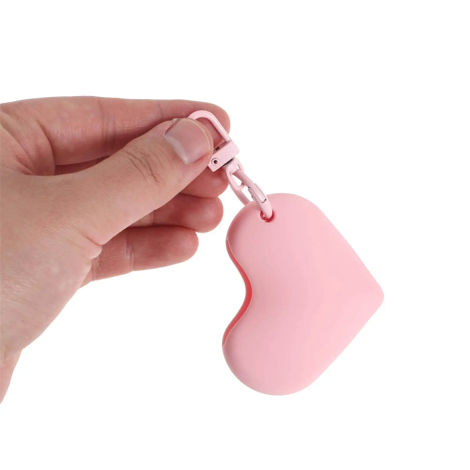 Lipstick Silicone Bracket Soft Silicone Protector Holder Portable Keychain Travel Heart Shaped Lip Gloss Case for Purse Pink