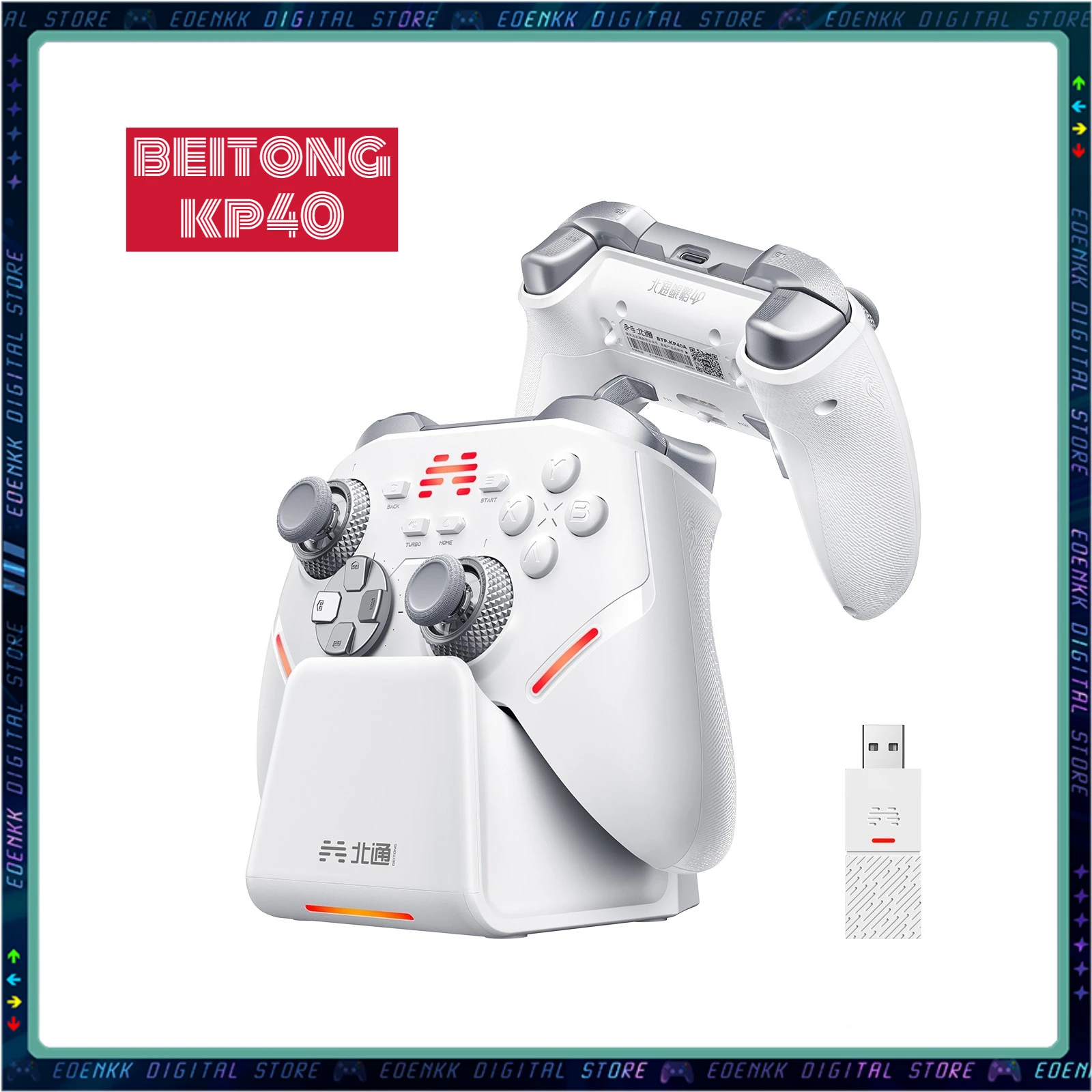 

BEITONG KP40 Wireless Gamepad - Adjustable Hall Joysticks & Triggers, 1000Hz Bluetooth Controller for PC, Switch 2, Android