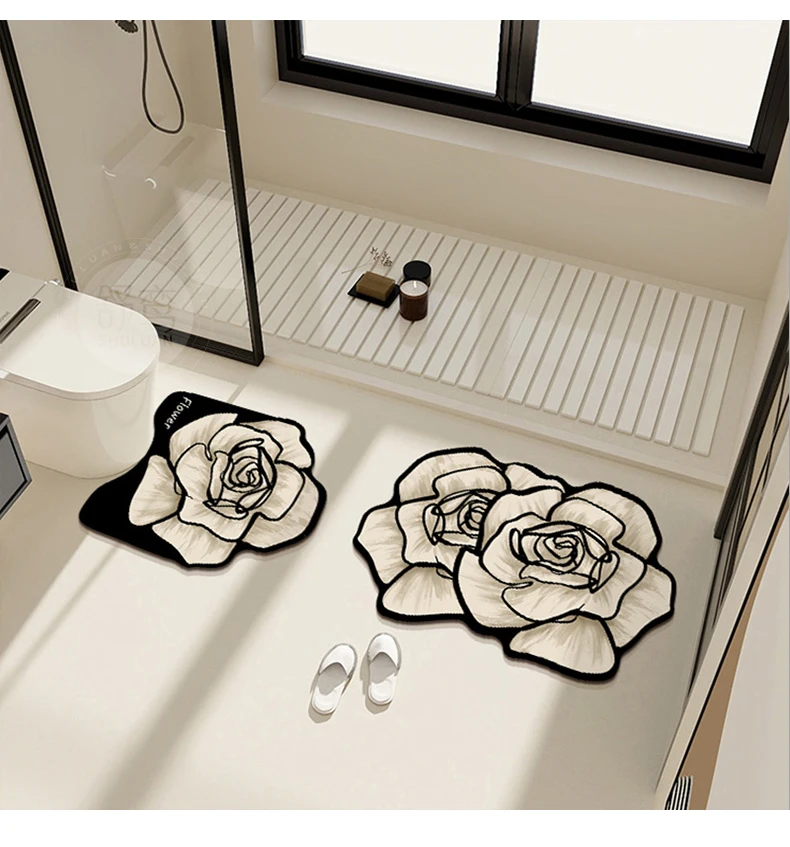 VIKAMA 1/3PCS Teppich Französisch Premium Geformt Wc Teppich Licht Luxus Badezimmer Wc Saugfähigen Nicht-slip Kissen hause Dekoration – Detail 16