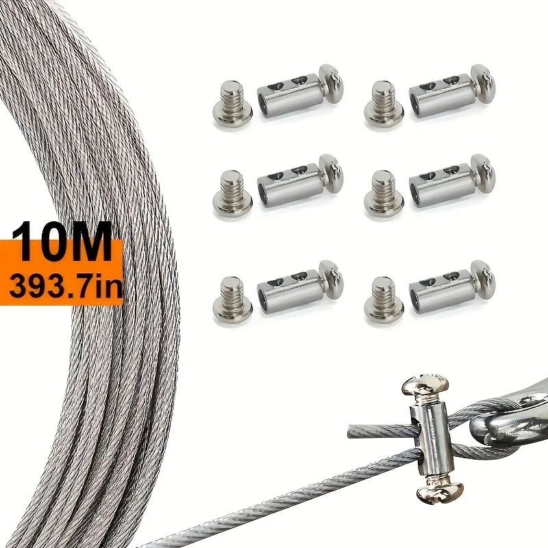 3Mm Stainless Steel Wire Rope, 10Meter Lengths, Suitable for Outdoor Hanging, Clothesline, Garden Fence,  Multi-Functional Use