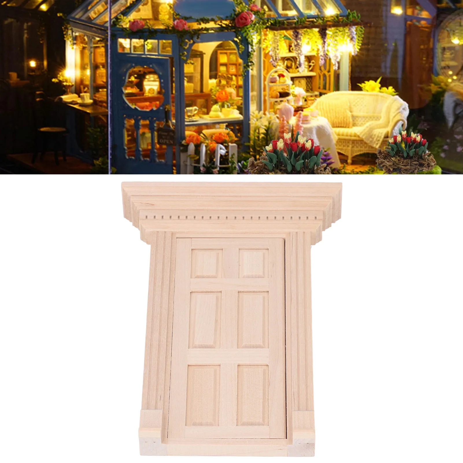 ZK30 1:12 pannello porta in legno miniatura casa delle bambole 6 telaio porta griglia mobili non verniciati accessori casa delle bambole