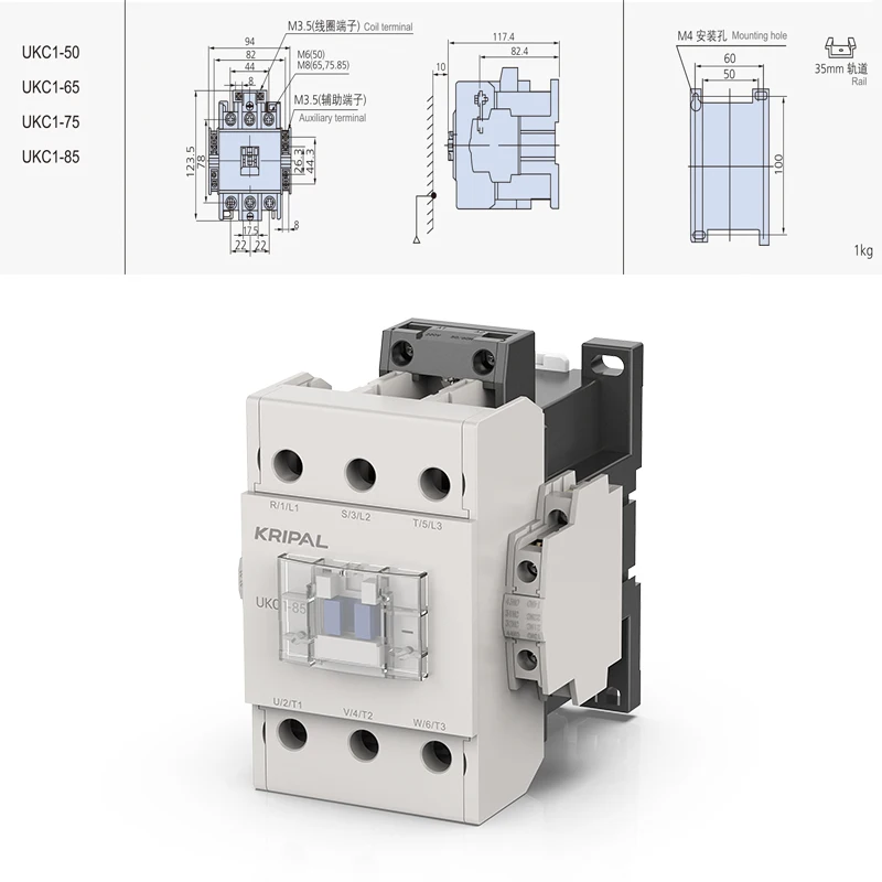 Magnetic AC Electric Contactor 9A 12A 18A 22A 3P Voltage 380V 220V 110V  Din Rail Mount For Electrical Control System