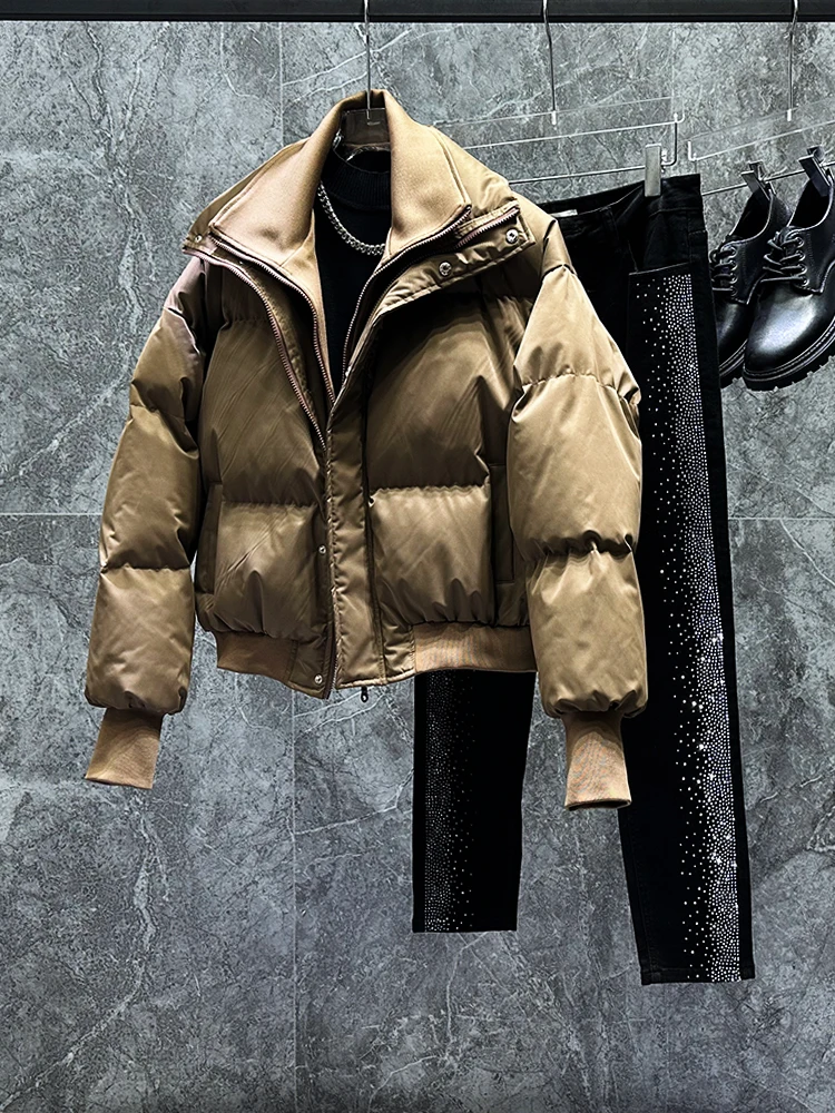 Nueva Chaqueta de algodón gruesa y cálida con cuello levantado para hombre, abrigo Popular juvenil holgado e informal a la moda para invierno