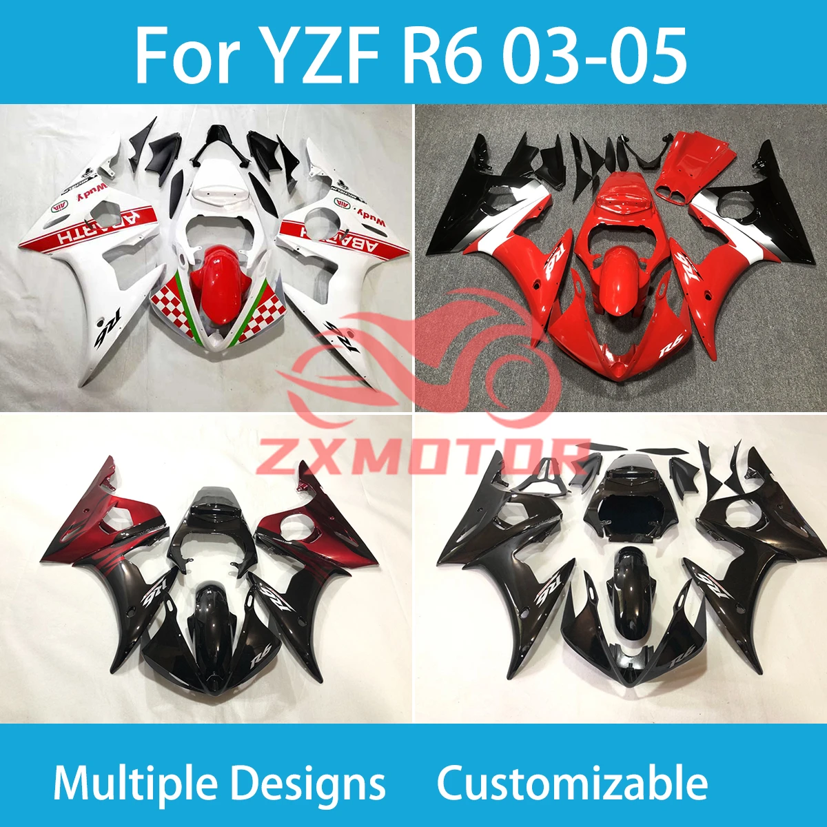 

Free Custom Fairings for Yamaha YZF R6 03 04 05 Prime Motorcycle Aftermarket Fairing Body Parts Kit R 6 2003 2004 2005