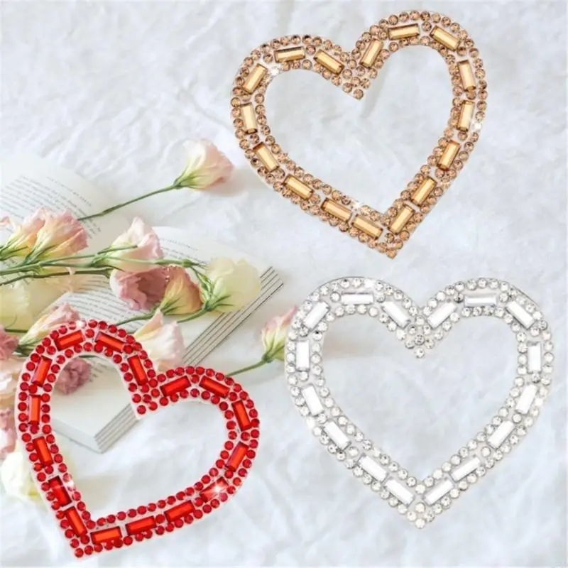 270D Artistic Rhinestones Heart Applique Beaded Crafts for Jeans Hat Scarf Curtain