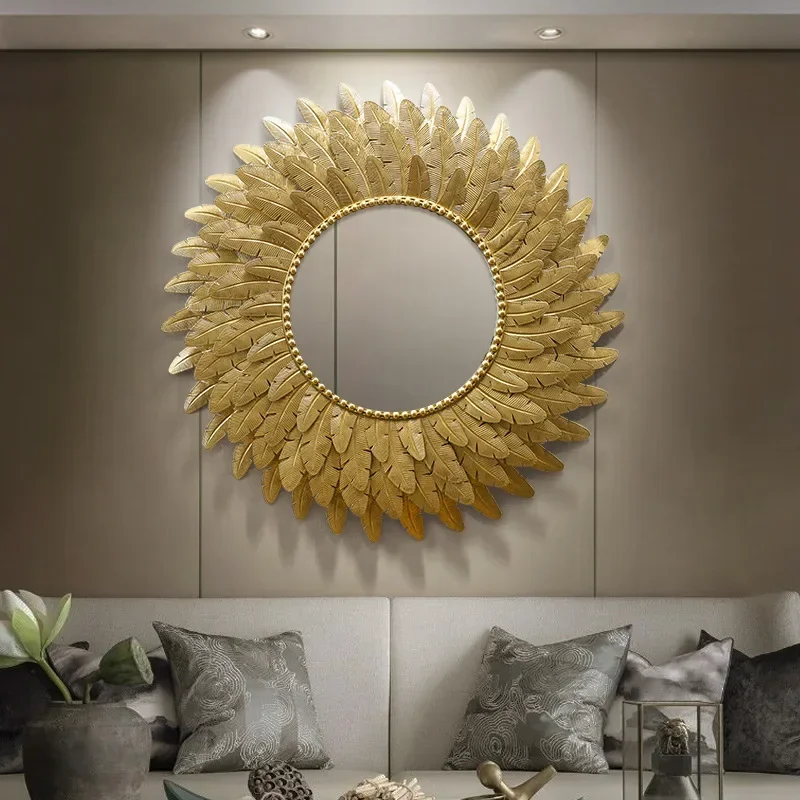 Large Decorative Mirror Wall Makeup Glass Gold Round Bedroom Decorative Mirror Full Body Espejo Redondo Room Decor Aesthetic