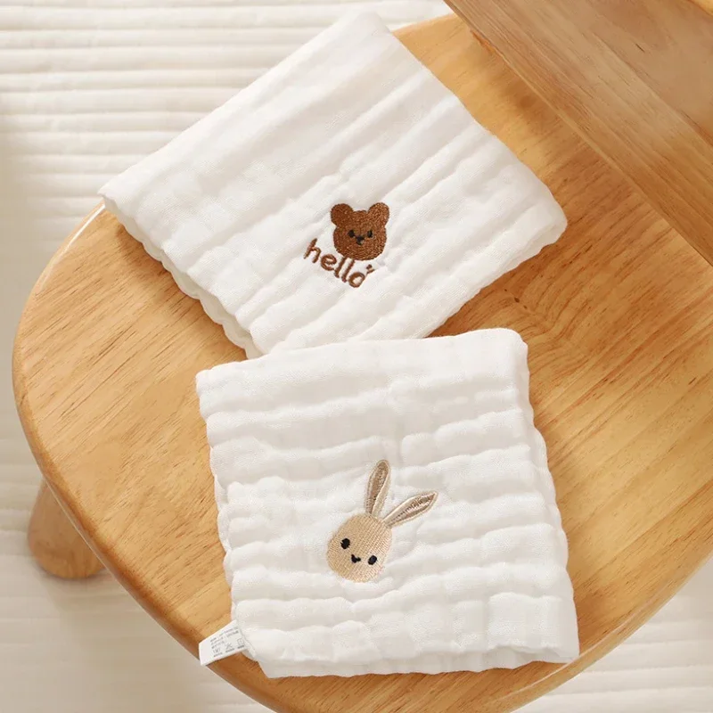 Baby Saliva Towels 6 Layer Cotton Embroidery Hand Face Wipes Newborn Bib Kids Handkerchief Toddler Soft Washcloth Burp Cloth