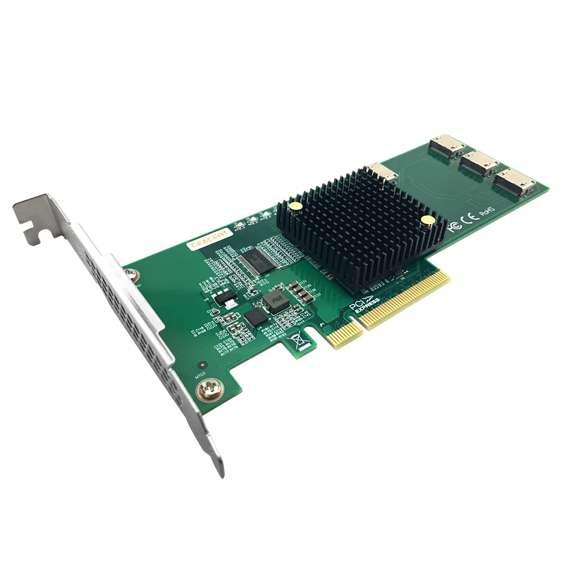 

ANOL4PE08 Oculink SFF8611 to PCI-E X8 Riser Card with PLX 8748 Chip, Support Up to 4x NVMe U.2 SSD Expansion