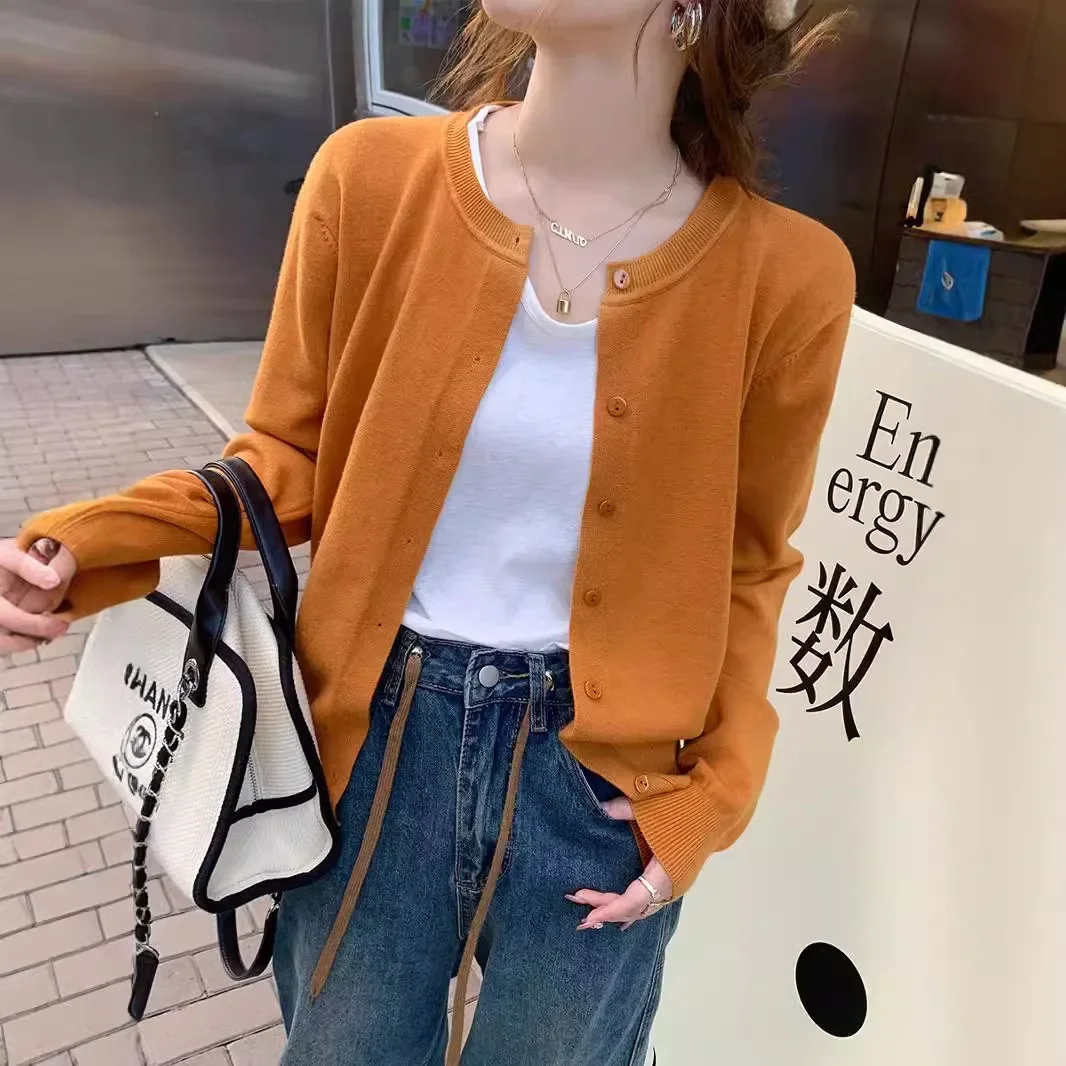 

2025 Core-Spun Yarn Cardigan Women - Lightweight Knit Sweater Coat New Arrival, Cloud-Like Soft Loose Fall Layer