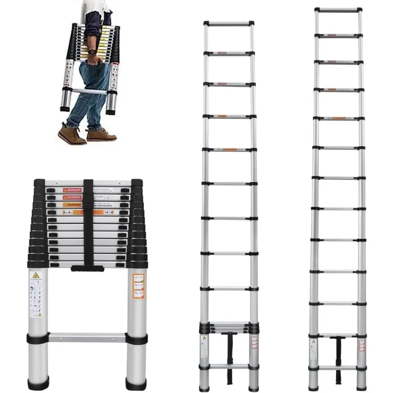 

Aluminum Telescoping Ladder 16FT Portable, Lightweight, Folding, Multi-Purpose Anti-Slip, 330lb Capacity