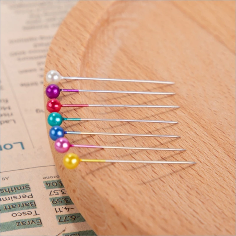 100 Stück/Box 40mm Runde Perlenfarbene Kopfnadeln, Gerade Positioniernadeln zum Quilten, Schneiderei, DIY-Näharbeiten – Detail 3